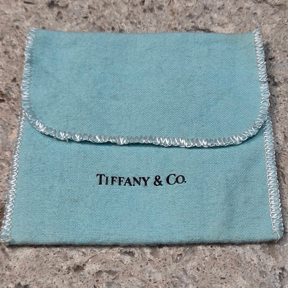Tiffany & Co Blue Jewelry Pouch Small Fabric Dust Bag w/ Flap Closure